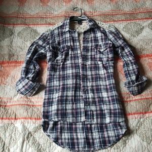 Girls flannel with lace design in back